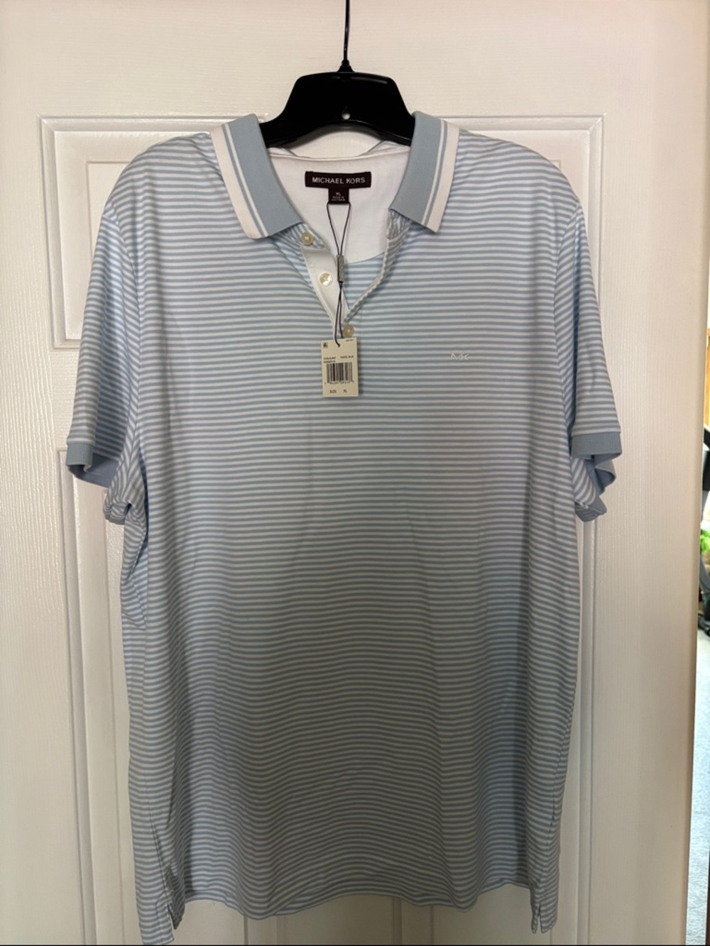 Michael Kors Light Blue & White Thin-Strip Polo